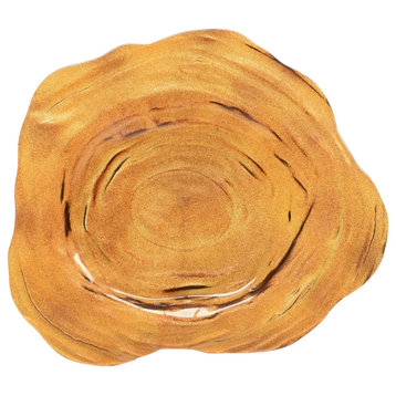 17.5" Glittering Burnt Orange Rippling Wave Recycled Glass Charger Plate