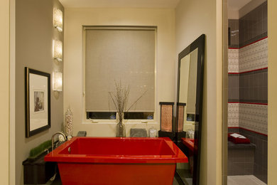 Inspiration for a contemporary multicolored tile bathroom remodel in Austin
