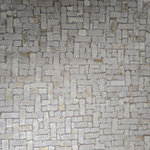Trussardi - Contemporary Gray gold metallic faux small stone tile modern textured wallpaper, - PLEASE NOTE: