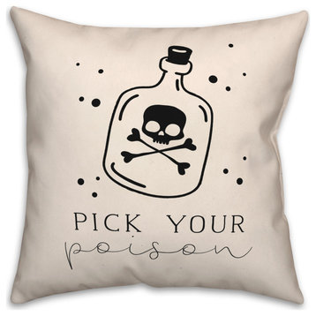 Pick Poison Bottle Cream 16x16 Throw Pillow