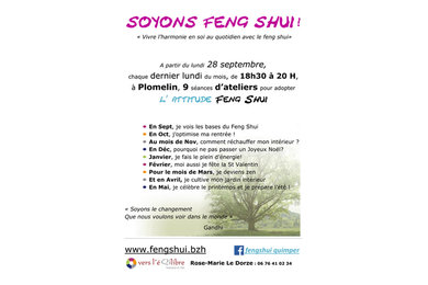 Ateliers "Soyons feng shui!" dans le Finistère en Bretagne