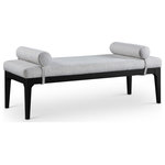 Meridian Furniture - Priscilla Upholstered Bench, Grey, Linen Textured Fabric, Black Finish - Indulge in the allure of the Grey Linen Textured Fabric Priscilla Bench by Meridian Furniture. Its captivating design and luxurious Grey Linen Textured Fabric elevate any space with effortless elegance. Crafted with precision and durability in mind, this stunning piece becomes the focal point of gatherings, fostering moments of connection and warmth. Embrace sophistication and style with the Priscilla Bench, a testament to exquisite taste and timeless beauty.