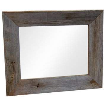 Rustic Mirror, Aspen Style With Beveled Barnwood Edge, 24"x30"