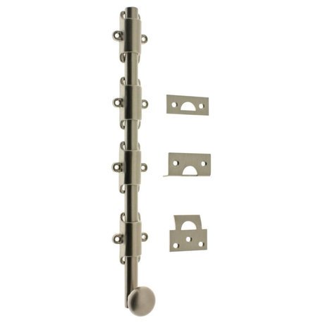 Genuine Solid Brass 36" Heavy Duty Surface Bolt, Satin Nickel