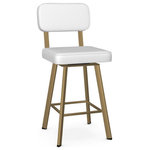 ARTeFAC - Gold Frame with White Seat Open Back Swivel Counter Bar Stool, Counter Height - Gold Frame with White Seat Open Back Swivel Counter Bar Stool