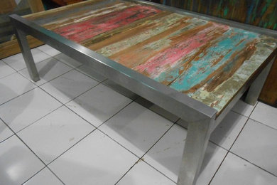 Coffee Tables Boat Wood Furniture mix Stainless Steel