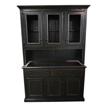 Eagle Furniture, 54" Coastal Dining Buffet, Antique Black, With Hutch
