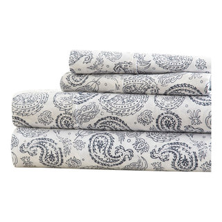 Becky Cameron Coarse Paisley Pattern 4-Piece Bed Sheet Set, Full ...