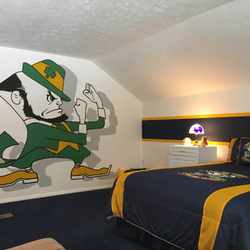Notre Dame Fighting Irish Themed Murals, painted in a bedroom loft by Tom Taylor