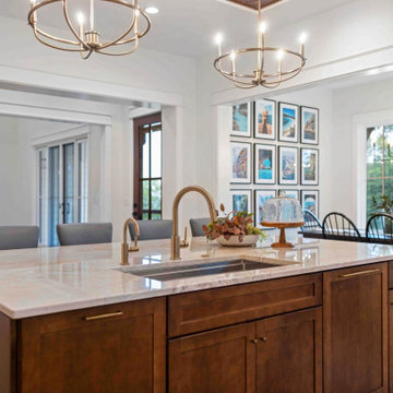 Luxurious Modern Farmhouse Kitchen: Oversized Marble Island, Pro Appliances, and