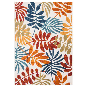 Safavieh Cabana Cbn814A Tropical Outdoor Rug, Creme/Red, 2'0"x8'0" Runner