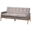 Astelle Light Gray Fabric Walnut Wood Sofa