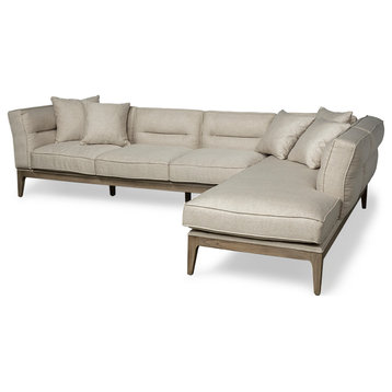 Landin Modern Mid-Century Beige Fabric Sectional Sofa