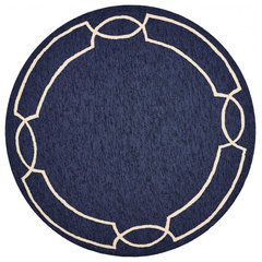 7'X10' Spa Blue Hand Hooked Uv Treated Bordered Indoor Outdoor Area Rug 7'X10' Spa Blue Hand Hooked Uv Treated Bordered Indoor Outdoor Area Rug