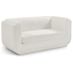 Meridian Furniture - Kimora Linen Textured Fabric Upholstered Loveseat, Cream - Upgrade your space with this cream Kimora linen textured fabric loveseat that offers a touch of luxury that's as cozy as it is chic. The tactile softness of the fabric adds to its appeal, ensuring that you not only sit in style but in comfort as well. The rounded arms add a contemporary touch and ensure a snug seating experience for relaxing with your favorite book or watching TV. Its sleek and versatile modern design complements any decor, making it a fantastic addition to your room.