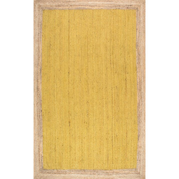 Nuloom Jute Simple Border Area Rug, Yellow 6'x9'