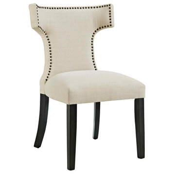 Curve Upholstered Fabric Dining Chair, Beige