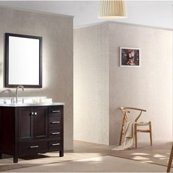 37 inch Single Sink Espresso Finish Bathroom Vanity Carrara White Marble Counter - Bathroom Vanities And Sink Consoles