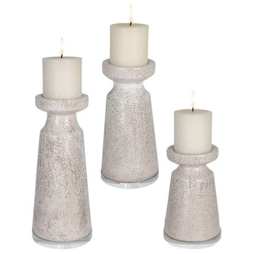 Uttermost Kyan 5 x 11" Ceramic Candleholders Set of 3, Ombre-Antique Sand