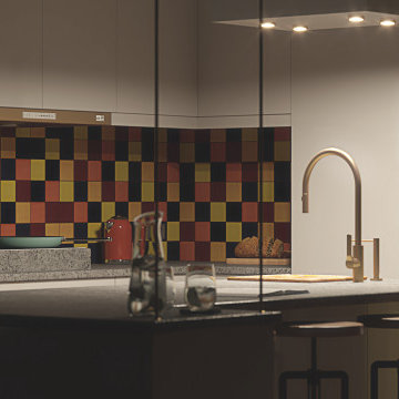 Italian sink and colorful tiles
