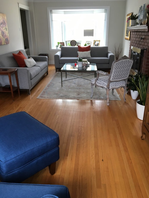 Area Rugs for 26’ Living Room -two the same or different designs?