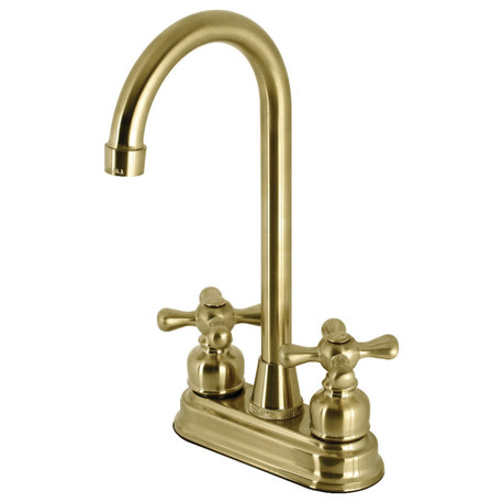 Kingston Brass KB497AXSB 4" Bar Faucet, Brushed Brass