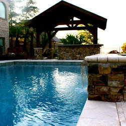 Formal Swimming Pool in Braselton with Travertine Patio - Products