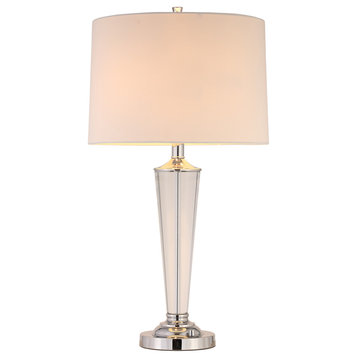 Crystal 33" Modern Chrome 2-Light LED Table Lamp With Dimmer