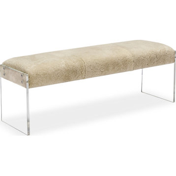 Aiden Shearling Bench, Natural Cream, Clear