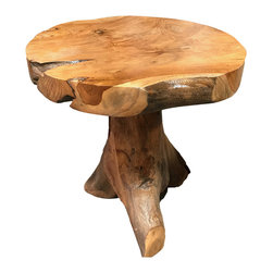 Bhome - Zora Teak Stump Stool Accent Table - Side Tables And End Tables