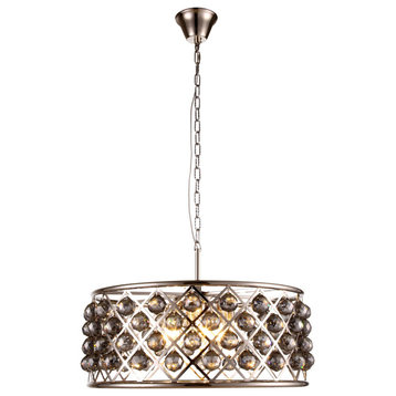 Madison 6 Light Pendant in Polished Nickel with Silver Shade Royal Cut Crystal
