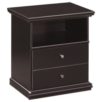 Bowery Hill 1 Drawer Wood Nightstand in Black