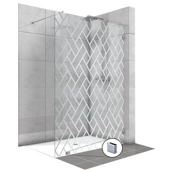 Fixed Glass Shower Screen With Frosted Woven Design, Non-Private, 27-1/2" X 75"