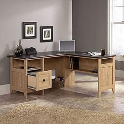 L-Shaped Desk - Dover Oak - August Hill Collection - Desks And Hutches