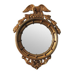 Antique Federal Style Convex Gilt Mirror with Eagle - Products