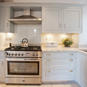 Range style oven fits snugly in the small space
