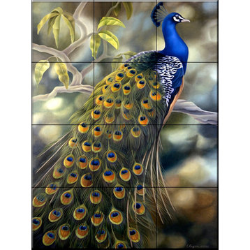 Tile Mural, Peacock by Laura Regan