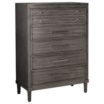 Furniture of America Cartagena Transitional Solid Wood 6-Drawer Chest in Gray