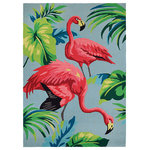 Couristan Inc - Couristan Covington Flamingos Indoor/Outdoor Area Rug, 5'6"x8' - Designed with today's busy households in mind, the Covington Collection showcases versatile floor fashions with impressive performance features that add to their everyday appeal. Because they are made of the finest 100% fiber-enhanced Courtron polypropylene, Covington area rugs are water resistant and can be used in a multitude of spaces, including covered outdoor patios, porches, mudrooms, kitchens, entryways and much, much more. Treated to prevent the growth of mold and mildew, these multi-purpose area rugs are exceptionally easy to clean and are even considered pet-friendly. An ideal decor choice for families with young children, or those who frequently entertain, they will retain their rich splendor and stand the test of time despite wear and tear of heavy foot traffic, humidity conditions and various other elements. Featuring a unique hand-hooked construction, these beautifully detailed area rugs also have the distinctive aesthetic of an artisan-crafted product. A broad range of motifs, from nature-inspired florals to contemporary geometric shapes, provide the ultimate decorating flexibility.