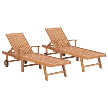 vidaXL Deckchair Patio Lounge Chair Folding Sunlounger 2 Pcs Solid Teak Wood