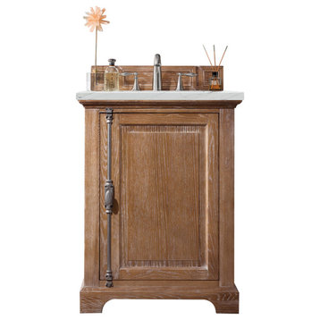 Providence 26" Single Vanity Cabinet, Driftwood, Ethereal Noctis Quartz Top