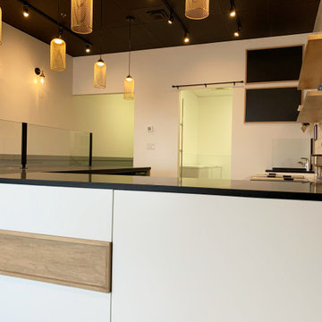 Ice Cream shop-Black Countertop with L type carpentry