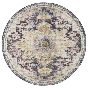 Safavieh Madison Mad473Z Traditional Rug, Black and Gold, 8'0"x8'0" Round