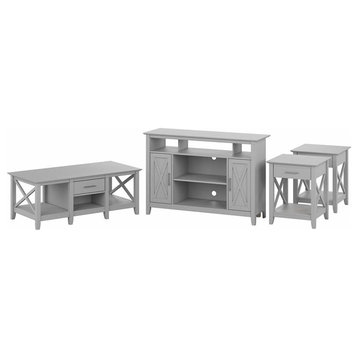 Key West Tall TV Stand and Living Room Tables in Cape Cod Gray - Engineered Wood