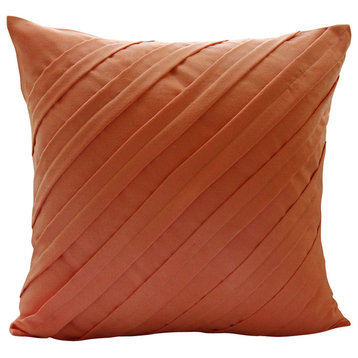 Orange Pillows 20"x20" Throw Pillow Cover, Faux Suede, Contemporary Orange