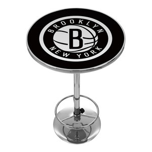 City Brooklyn Nets Trademark Gameroom NBA2000-BN3 NBA Chrome Pub Table