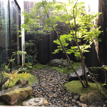 自然石と苔が織りなす坪庭