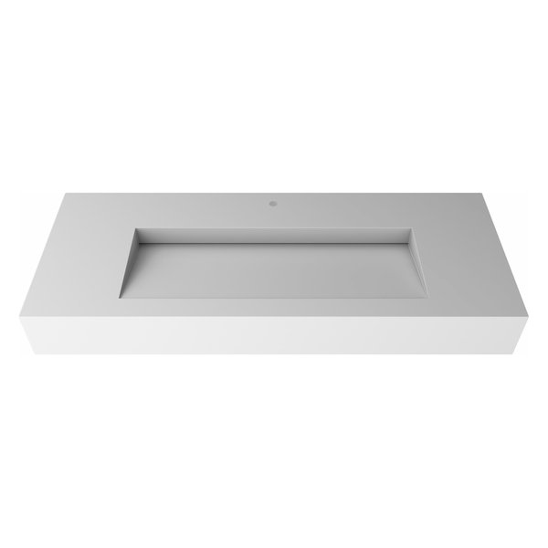 Pyramid Solid Surface Countertop Basin Sink, White, 48