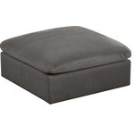 Meridian Furniture - Cozy Velvet Upholstered Overstuffed Ottoman, Grey - Bring home this Cozy ottoman for a fresh new look. Embrace casual elegance with this Cozy velvet cloud-like comfort modular fiber-filled option. Handsome from all angles, this piece features soft grey velvet upholstery to make it an easy fit in any room. This modular piece can be combined with other items in the Cozy collection to create a seating group of your dreams. The top on this piece is exceptionally comfortableand filled with fiber for luxury that you deserve as you rest and relax.