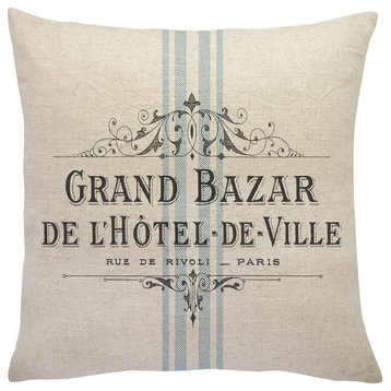 French Grain Sack Linen Throw Pillow